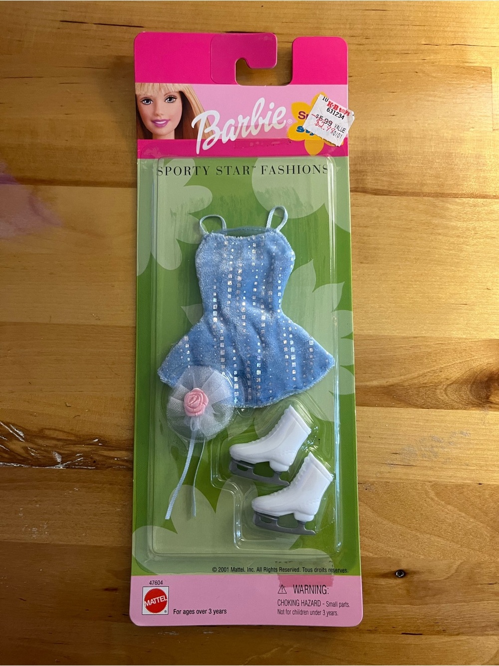 Barbie Blue Sparkle Ice Skating Dress with White Skates VINTAGE 2001